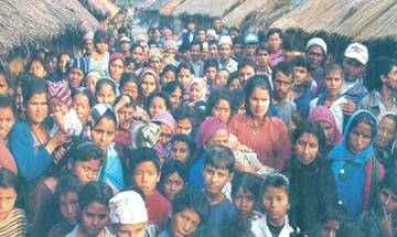 Peaceful demonstration in refugee camp