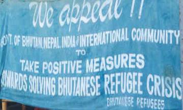 The banner of peaceful demonstration