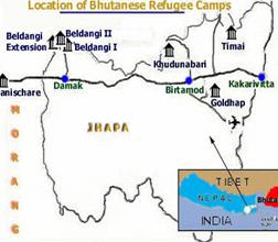 Location of Bhutanese refugees camps in Nepal